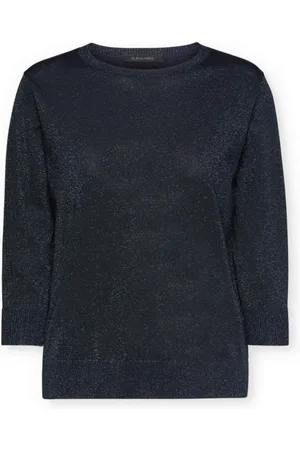 Elena Miro Swetry, Kobieta, Niebieski, 2XL, Sweter Lurex z trzema czwartymi rękawami
