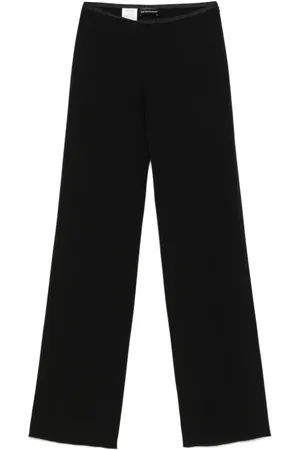 Emporio Armani Spodnie, Kobieta, Czarny, 2XS, Czarne spodnie z kontrastującym brzegiem