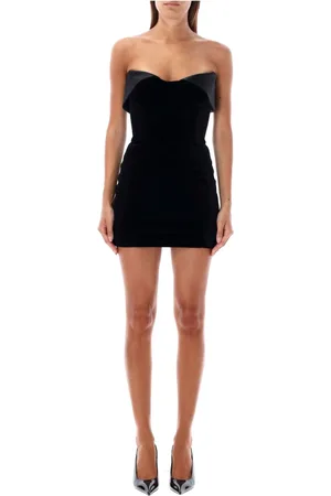 MUGLER Sukienki, Kobieta, Czarny, S, Czarna Koronkowa Mini Sukienka