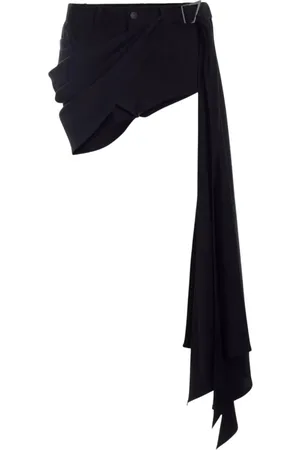 MUGLER Szorty, Kobieta, Czarny, S, Wełna, Drapowane Szorty Jeansyowe Spiral