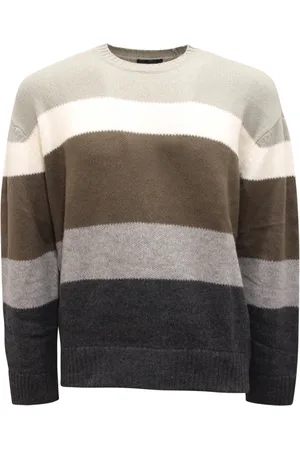 Emporio Armani Swetry, Mężczyzna, Wielobarwność, M, Sweter z wełny Zielony/Szary Fantazyjny Salvia