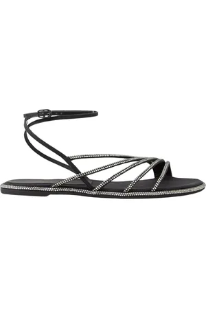 LE SILLA Buty, Kobieta, Czarny, 39 EU, Czarne Sandały z Kryształami Scarlet