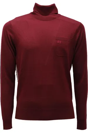 Dsquared2 Swetry, Mężczyzna, Czerwony, S, Bordeaux Wełniany Sweter z Golfem