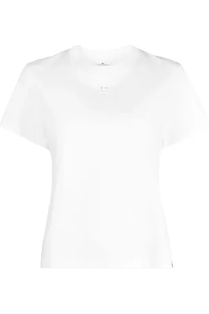Courrèges Koszulki, Kobieta, Biały, L, Bawełna, T-shirt z logo, bawełniany, z krótkim rękawem