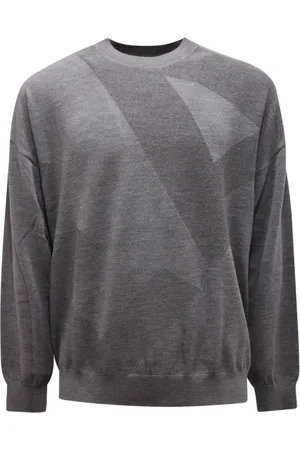 Emporio Armani Bluzy, Mężczyzna, Szary, XL, Sweter z wełny Szary Melanż Stylowy Model