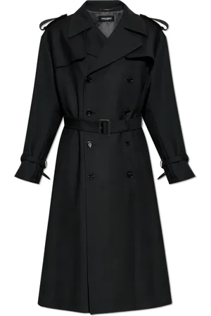Dolce & Gabbana Płaszcze, Mężczyzna, Czarny, L, Bawełna, Dwurzędowy trencz