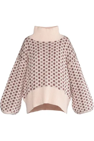 Hest Swetry, Kobieta, Różowy, L/XL, Kaszmir, Logo Sweter Heavy Knitwear Tops Rose Smoke