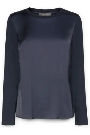 Elena Miro Koszulki, Kobieta, Niebieski, S, T-shirt zrobiony z dwóch tkanin