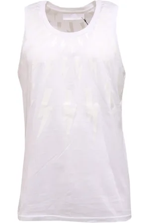 Neil Barrett Koszulki, Mężczyzna, Biały, L, Obcisła Bezrękawnik Długi T-shirt