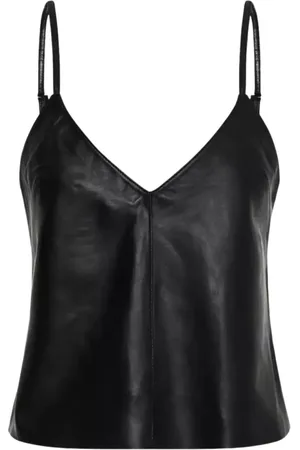 ONE TEASPOON Koszulki, Kobieta, Czarny, L, Czarny skórzany top