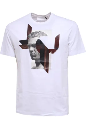 Neil Barrett Koszulki, Mężczyzna, Biały, S, Wielokolorowy Oversize Biały T-shirt