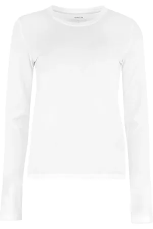 Vince Koszulki, Kobieta, Biały, S, T-shirt z Bawełny z żebrowanym kołnierzem