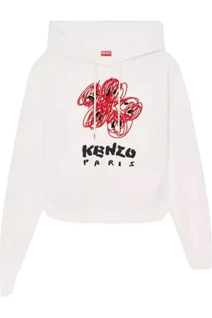 Kenzo Bluzy, Kobieta, Biały, S, Bawełna, Bluza z kapturem Boke Flower