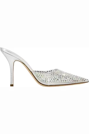 PARIS TEXAS Buty, Kobieta, Szary, 37 1/2 EU, Kryształowe ozdobione transparentne mules