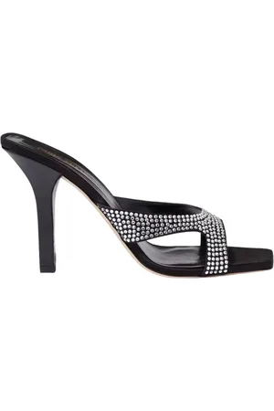 PARIS TEXAS Buty, Kobieta, Czarny, 39 EU, Skóra, Czarne kryształowe klapki na szpilce