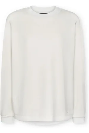 Elena Miro Bluzy, Kobieta, Biały, S, Bluza z dwóch tkanin z haftem monogramowym