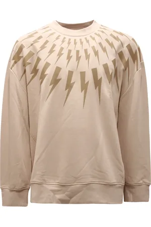 Neil Barrett Bluzy, Mężczyzna, Beżowy, XL, Bluza Fair-Isle Thunderbolt