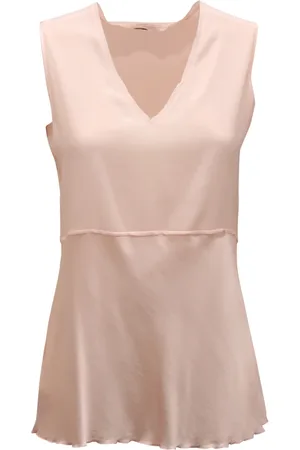 KANGRA CASHMERE Koszulki, Kobieta, Różowy, S, Jedwabny bezrękawnik Made in Italy