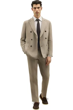 Boglioli Garnitury, Mężczyzna, brązowy, 2XL, Tinto Terra Linen double-breasted K-Suit