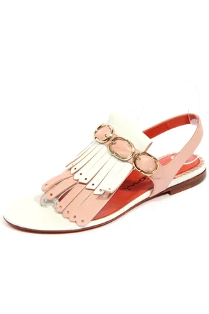 santoni Buty, Kobieta, Wielobarwność, 38 1/2 EU, Biała skórzana sandał z paskiem na palec