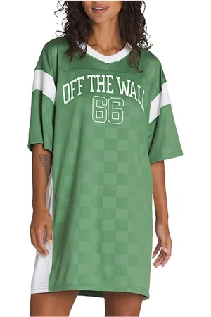 Vans Sukienki, Kobieta, Zielony, S, Sportowa Kratka Meshowa Sukienka Jersey