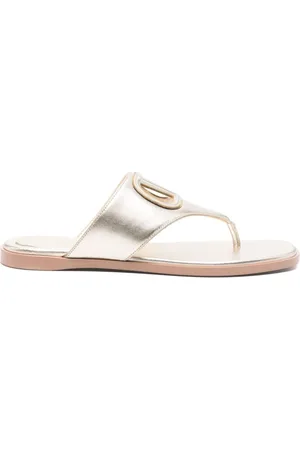 VALENTINO GARAVANI Buty, Kobieta, Szary, 38 EU, Len, Szare Skórzane Sandały z Paskiem