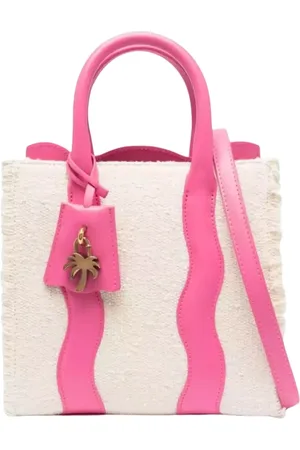 Palm Angels Torebki, Kobieta, Różowy, ONE SIZE, Beżowa torba typu shopper z wkładkami skórzanymi