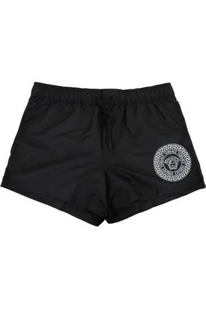 VERSACE Stroje kąpielowe, Mężczyzna, Czarny, S, Męskie Kąpielówki Boxer z Detalem Logo