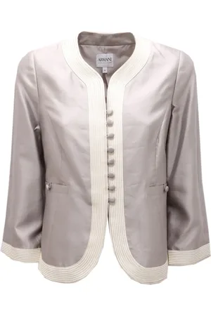 Emporio Armani Kurtki, Kobieta, Szary, L, Kurtka z jedwabiu/bawełny w stylu vintage