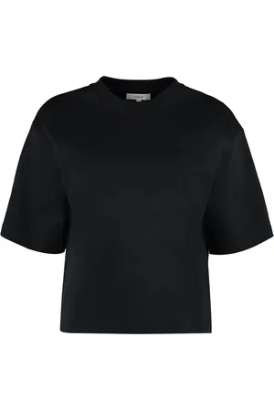Vince Koszulki, Kobieta, Czarny, S, T-shirt z żebrowanym dekoltem