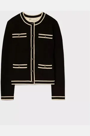 Tory Burch Swetry, Kobieta, Czarny, S, Wełna, Czarny kardigan z wełny