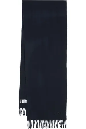 A.P.C. Akcesoria, Mężczyzna, Niebieski, ONE SIZE, Granatowy Wełniany Szal z Logo