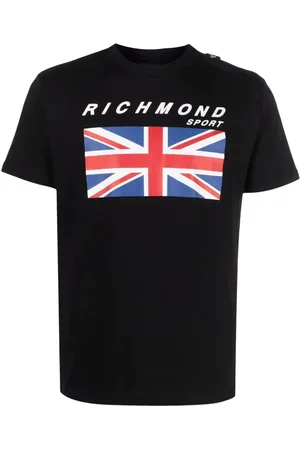 John Richmond Koszulki, Mężczyzna, Czarny, L, Bawełniany T-shirt z okrągłym dekoltem