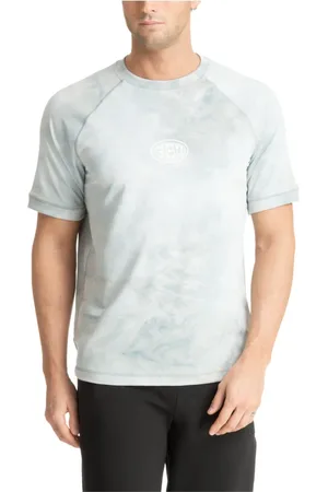 EA7 Koszulki, Mężczyzna, Niebieski, M, Abstrakcyjny Wielokolorowy T-shirt z logo