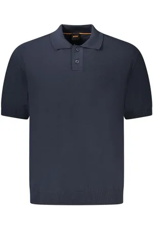 HUGO BOSS Koszulki, Mężczyzna, Niebieski, M, Niebieski Sweter z Haftem na Krótki Rękaw