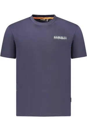 Napapijri Koszulki, Mężczyzna, Niebieski, S, T-shirt z odważnym nadrukiem i okrągłym dekoltem z bawełny