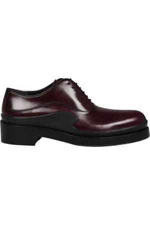 Prada Buty, Kobieta, Czerwony, 40 EU, Sznurowane buty z szczotkowanej skóry