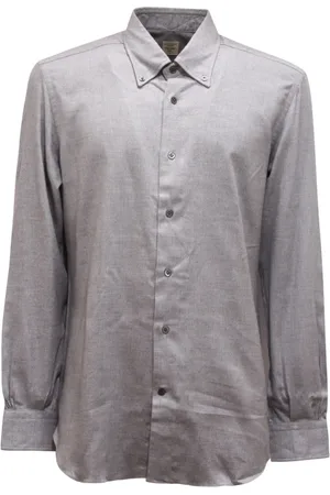 MAZZARELLI Koszule, Mężczyzna, Szary, L, Flanelowa koszula Made in Italy