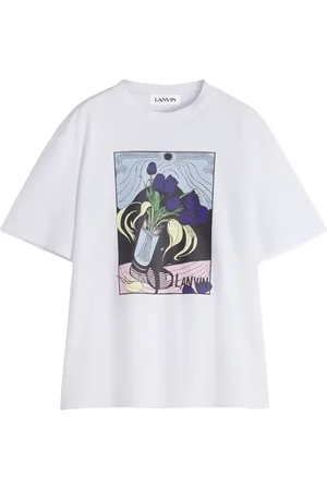Lanvin Koszulki, Mężczyzna, Biały, S, Artystyczny T-shirt z nadrukiem wazonu