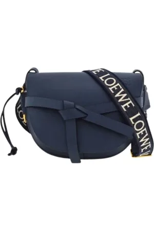 Loewe Torebki, Kobieta, Niebieski, ONE SIZE, Zamsz, Gate Small Jacquard i Skórzana Torba