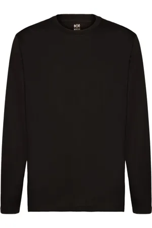Boggi Milano Koszulki, Mężczyzna, Czarny, L, Długi rękaw z bawełny Pima Jersey T-shirt