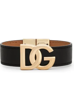 Dolce & Gabbana Akcesoria, Mężczyzna, Czarny, S, Skóra, Czarna skórzana biżuteria z logo