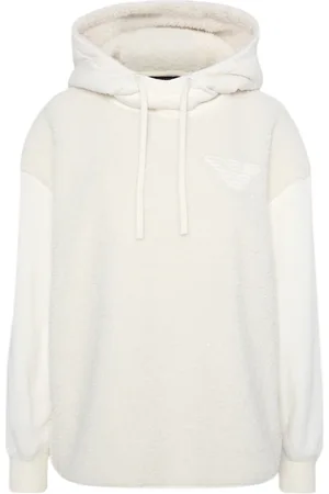 Emporio Armani Bluzy, Kobieta, Biały, L, Poliester, Faux Fur Hoodie Sweatshirt