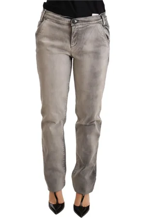 ERMANNO SCERVINO Jeansy, Kobieta, Szary, W31, Bawełna, Szare, sprane jeansy skinny z niskim stanem