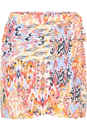 Ichi Spódnice, Kobieta, Wielobarwność, S, Krótka Spódnica w Wzór Geranium Multi Ikat