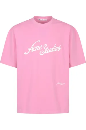 Acne Studios Koszulki, Mężczyzna, Różowy, M, Bawełna, Logo T-shirt