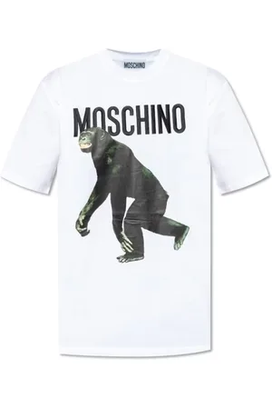 Moschino Koszulki, Mężczyzna, Biały, XL, Koszulka z nadrukiem Chimpanz