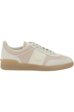VALENTINO GARAVANI Buty, Mężczyzna, Biały, 41 EU, Zamsz, Skórzane trampki z detalami zamszowymi