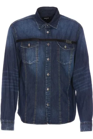 Dsquared2 Kurtki, Mężczyzna, Niebieski, XL, Włoskie Koszule Jeansyowe
