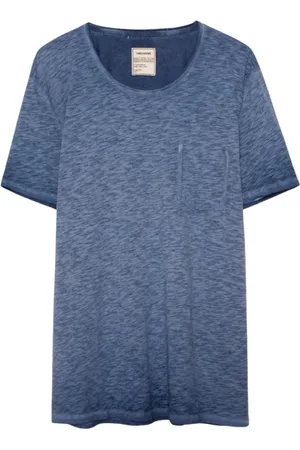 Zadig & Voltaire Koszulki, Mężczyzna, Niebieski, S, Niebieska koszulka Toby barwiona na zimno